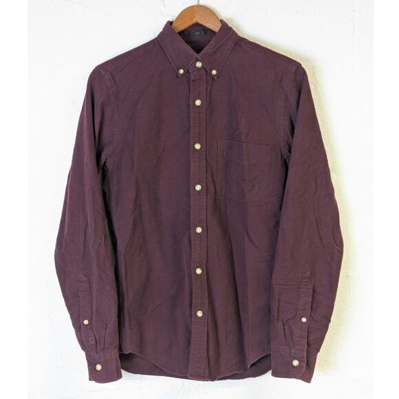 J Crew Slim Fit Button Down Oxford Shirt Mens XS Burgundy Classic Preppy Office - Picture 1 of 4